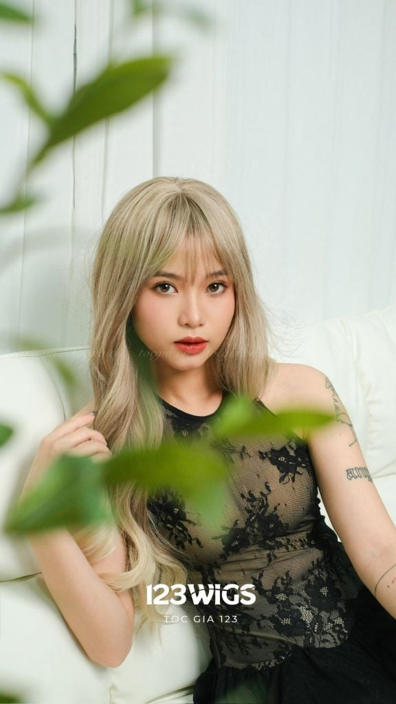 Tóc dài xoăn - Mái thưa - Màu balayage S1046