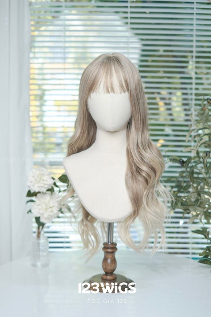 Tóc dài xoăn - Mái thưa - Màu balayage S1046