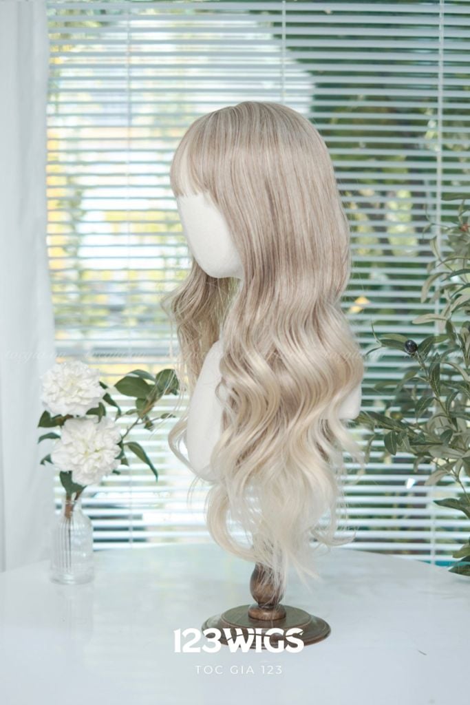 Tóc dài xoăn - Mái thưa - Màu balayage S1046