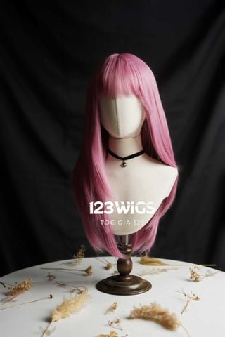 Tóc hóa trang thẳng layer - Mái thưa  - Màu hồng S1055