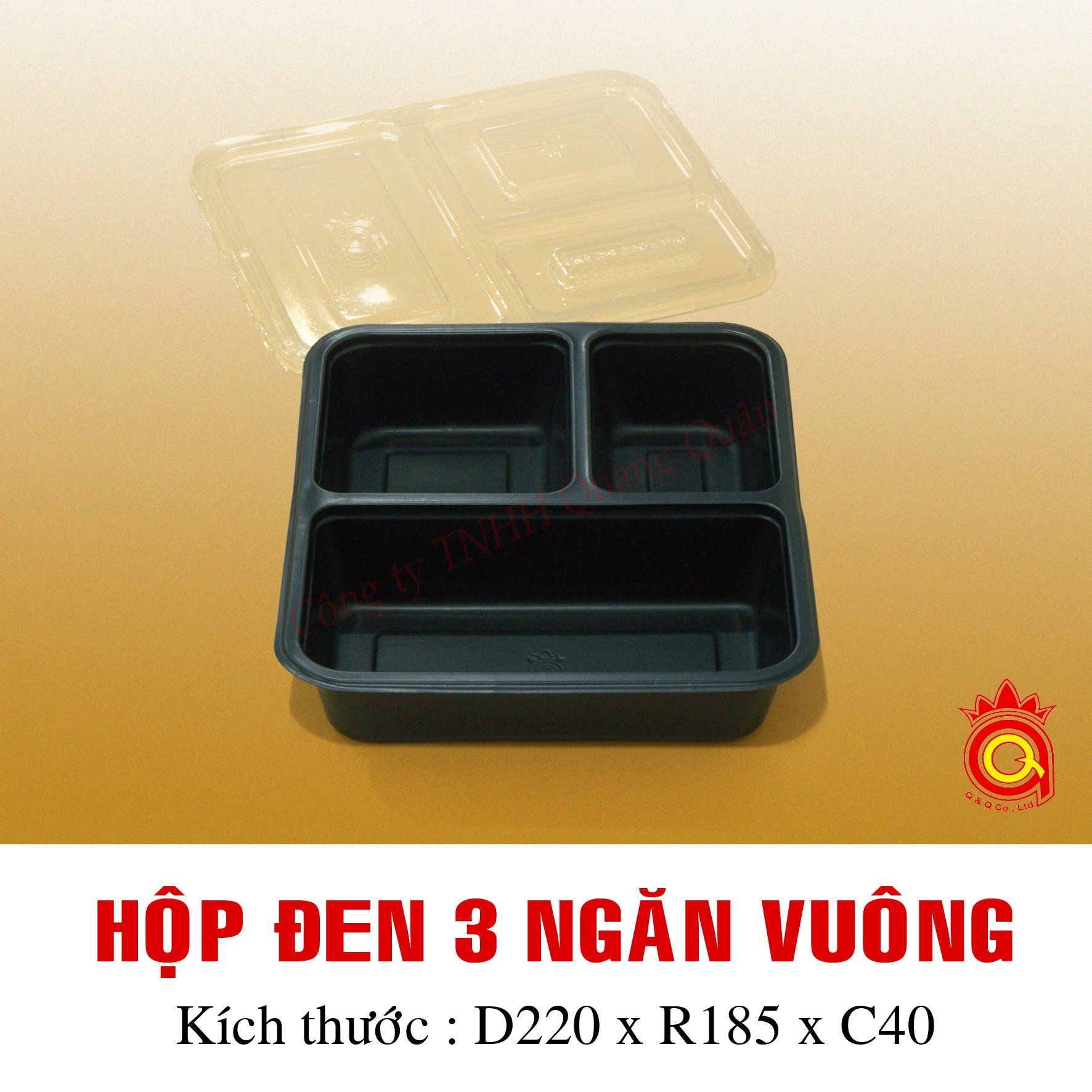 QQ-0026 - Hộp đen 3 ngăn vuông