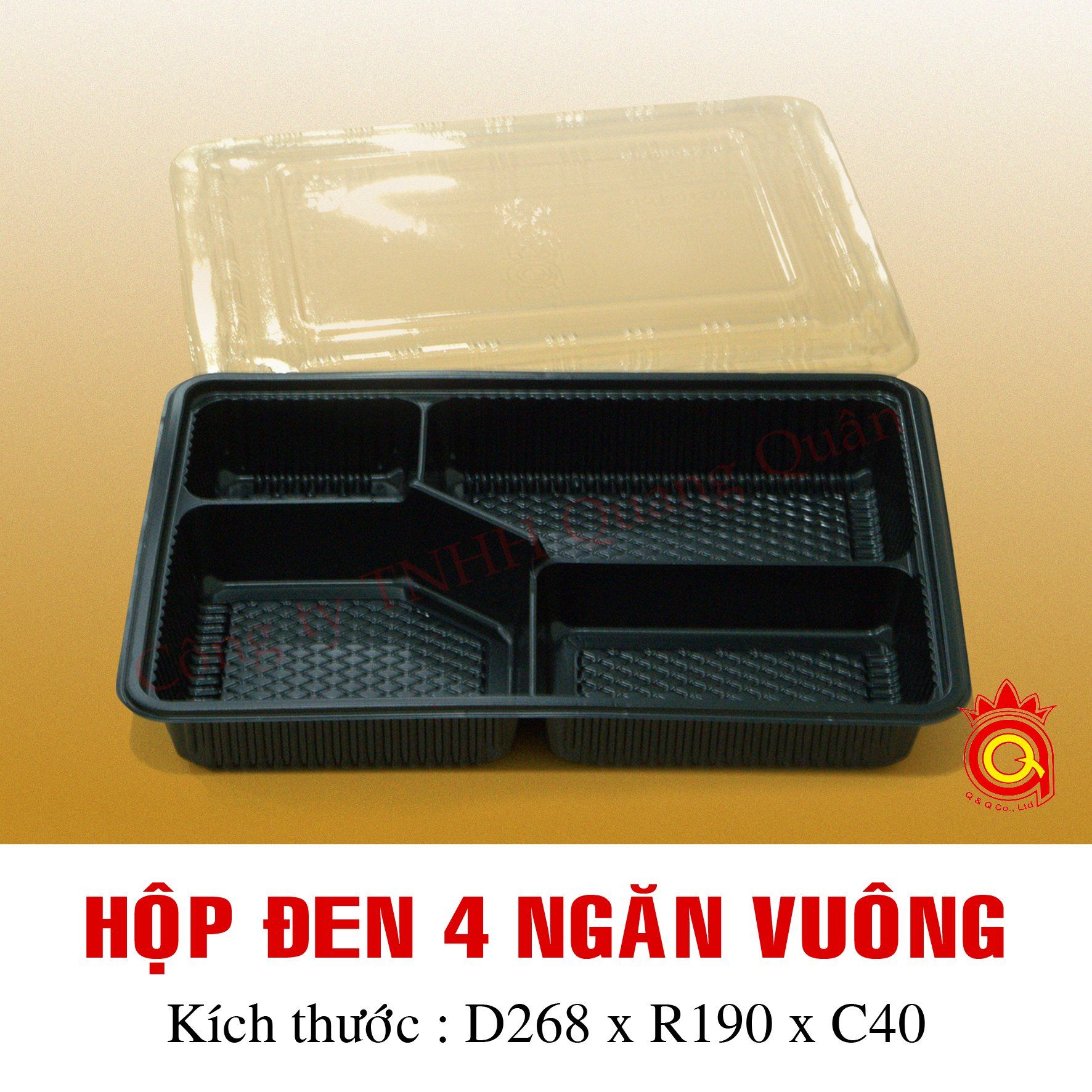 QQ-0027 - Hộp đen 4 ngăn vuông