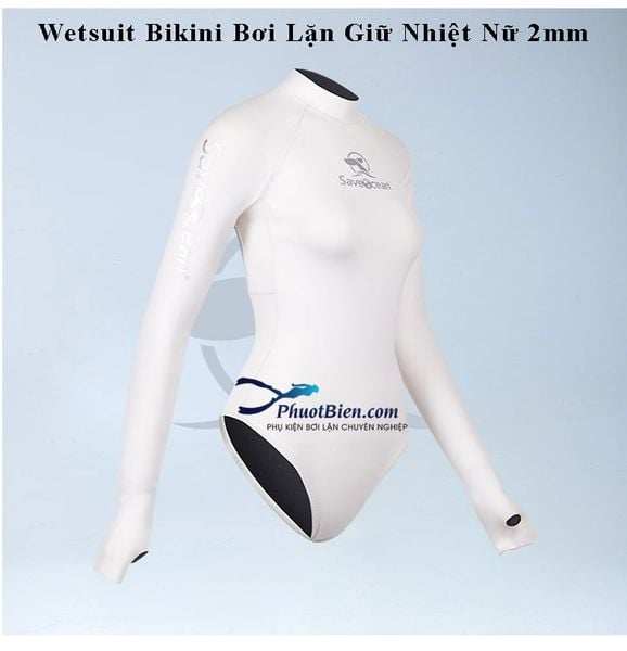 Đồ bơi lặn bikini wetsuit giữ nhiệt nữ bestdiving saveocean 2mm tay dài