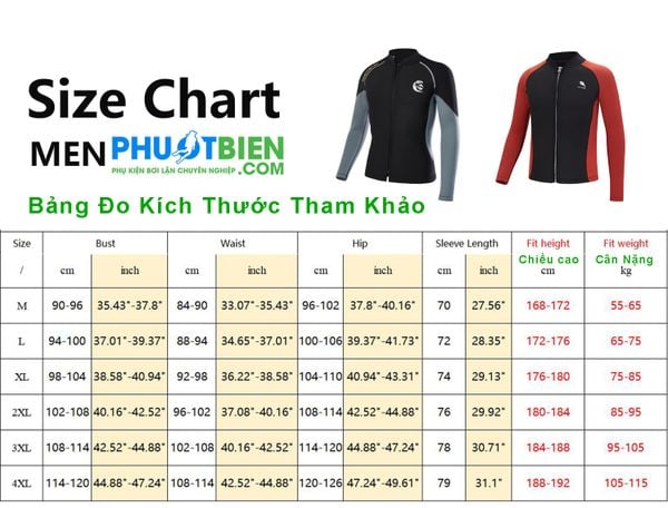 Áo bơi nam giữ nhiệt wetsuit 2mm