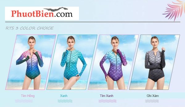 Đồ bơi bikini vây cá màu xanh