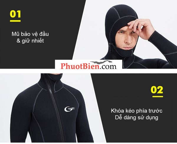 Bộ đồ lặn người nhái giữ nhiệt Neoprene 5mm