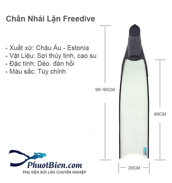 Chân nhái lặn freedive Leader Fins Màu Trắng Ice Bi-Fins