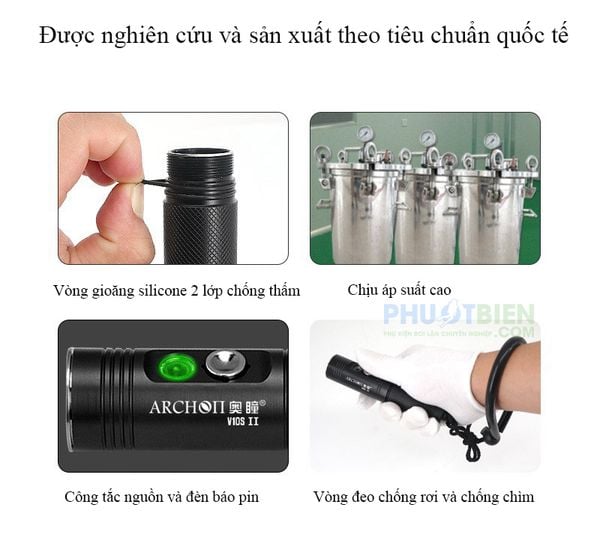 Đèn Pin Led Lặn Biển Chống Thấm Nước ARCHON chính hãng