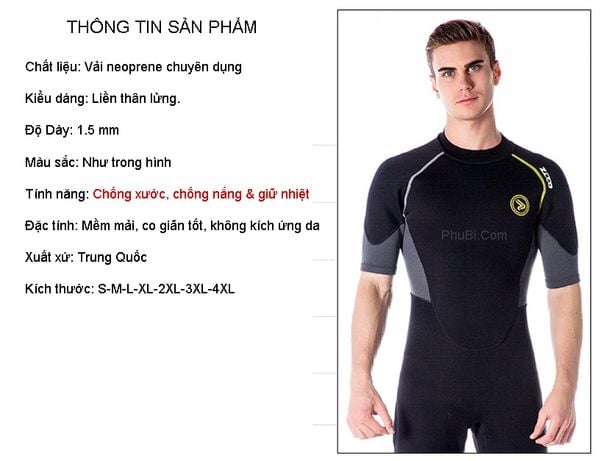 Quần áo bơi lặn giữ nhiệt wetsuit nam.