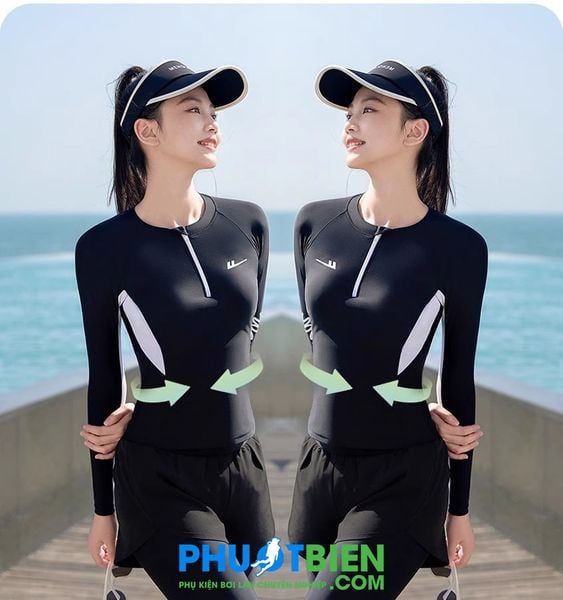 Đồ bơi nữ tay dài 2 mảnh chống nắng chống sứa