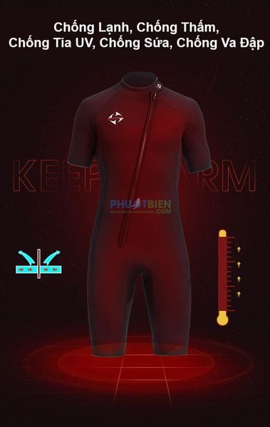 Đồ lặn biển chống thấm liền thân 1 mảnh wetsuit 3mm dạng lửng