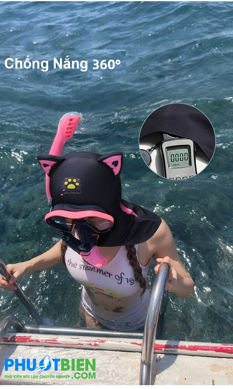 Mũ nón lặn bơi vải chống nắng toàn phần