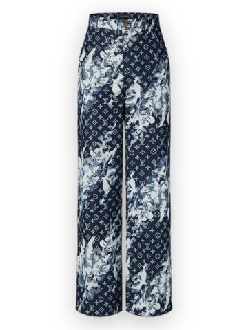 LO Monogram Floral Embellishes Pant - Indigo