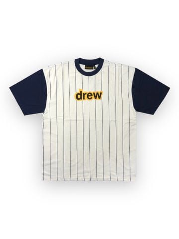 Phông Drew Secret PinStripe - White Navy