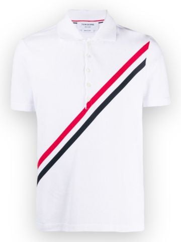 Polo Thom Diagonal Stripe - White