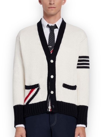 AK Thom Cardigan Stripe Pocket 4-Bar - Trắng