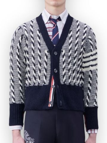 AK Thom Cardigan Twist Cable - Navy