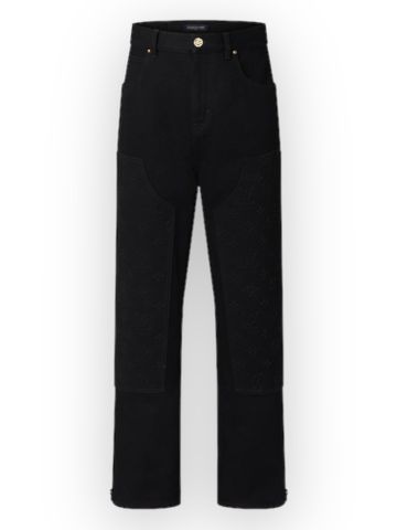 LO Monogram Denim Carpenter Pant - Black