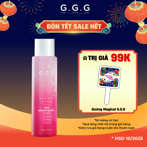 Toner PHA, Nước Cân Bằng Peel Da Dịu Nhẹ Dưỡng Sáng Da G.G.G Wonder Glow PHA Brightening Toner 150ml
