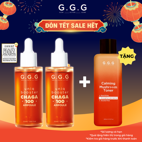 Combo 2 Booster Nấm Chaga, Tinh Chất Ampoule Cấp Ẩm Sâu Làm Dịu & Phục Hồi Da Tức Thì G.G.G Uniq Booster Chaga 50ml
