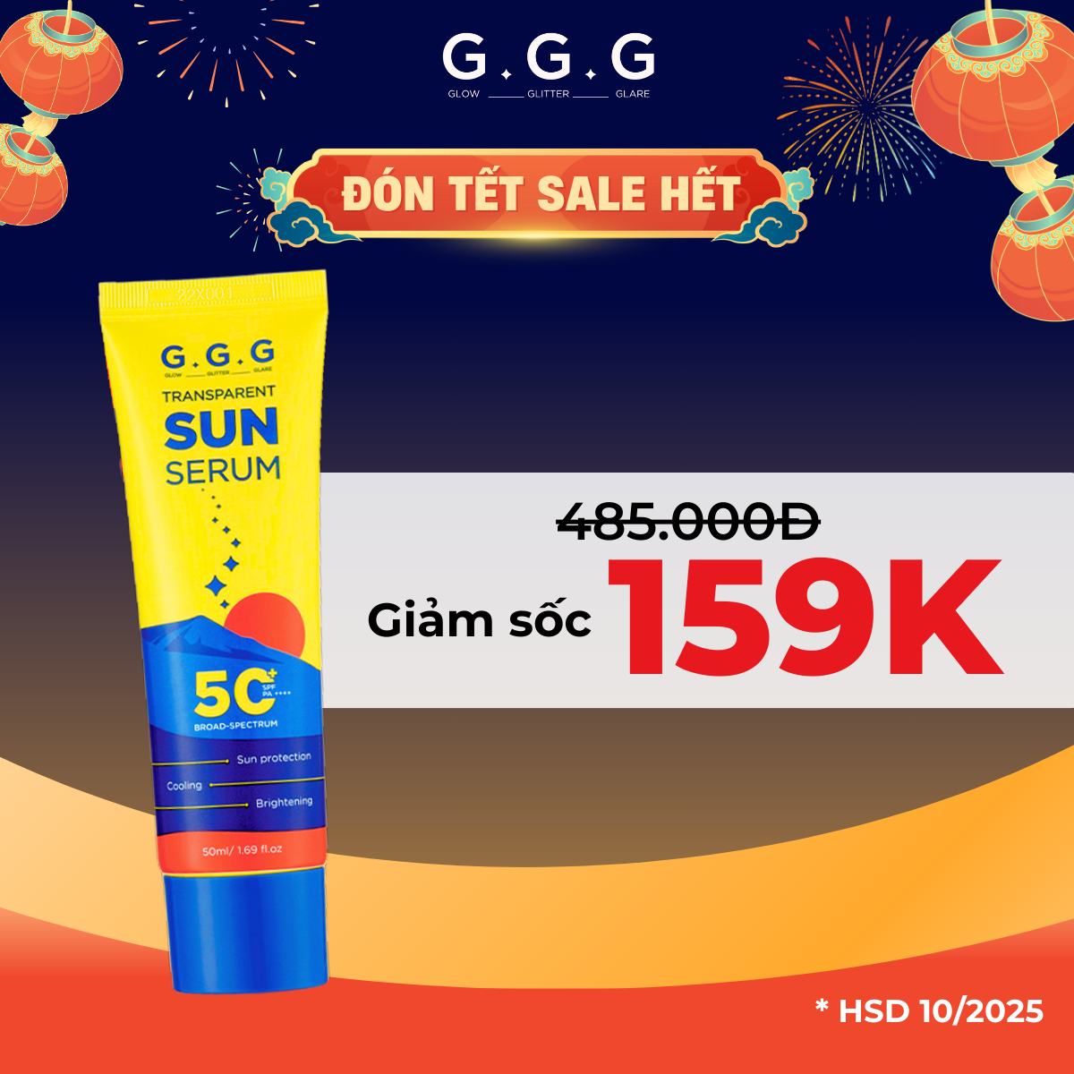 Kem Chống Nắng dạng Serum, Chống Nắng Phổ Rộng, Dưỡng Da G.G.G Transparent Sun Serum SPF50+/PA++++ 50ml