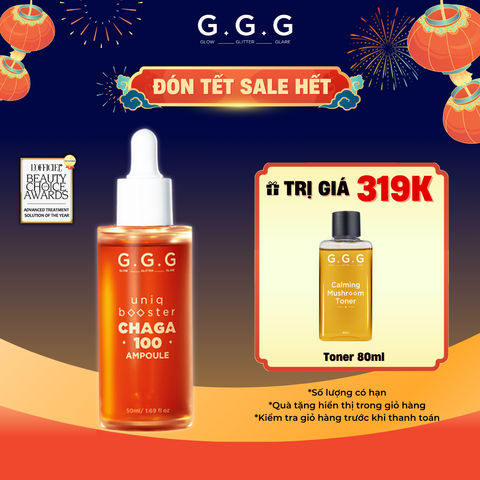 Booster Nấm Chaga, Tinh Chất Ampoule Cấp Ẩm Sâu Làm Dịu & Phục Hồi Da Tức Thì GGG Uniq Booster Chaga 50ml