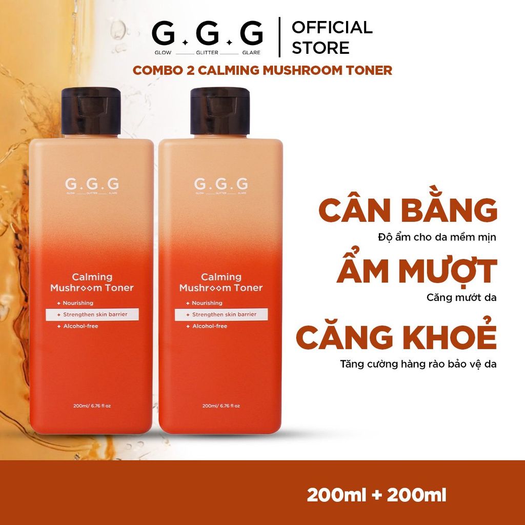 Combo 2 Toner Nấm, Cân Bằng Cấp Ẩm Sâu & Làm Dịu Da Tức Thì G.G.G Calming Mushroom Toner 200ml