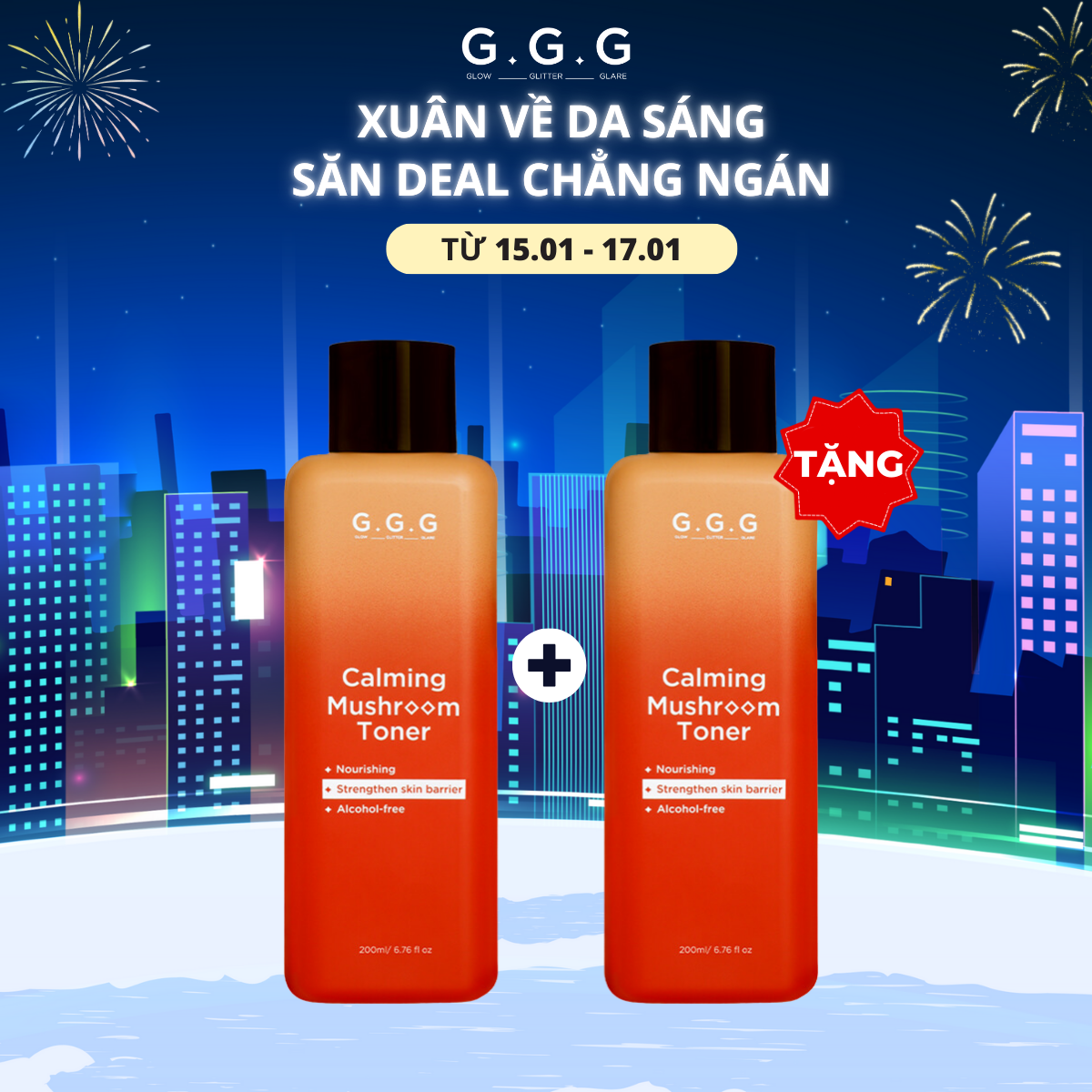 Toner Nấm Không cồn Cấp ẩm Dịu da tức thì - GGG Calming Mushroom Toner 200ml