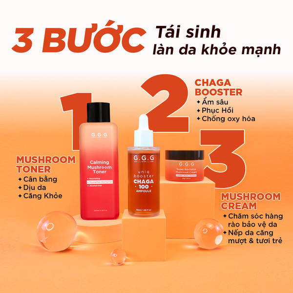 Combo 2 Toner Nấm Không cồn Cấp ẩm Dịu da tức thì - G.G.G Calming Mushroom Toner 200ml