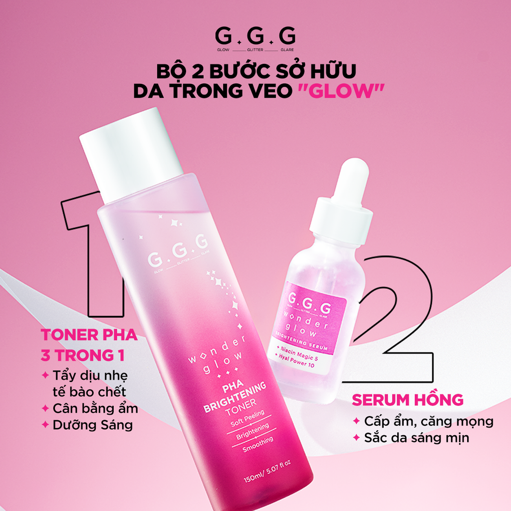 Combo 1 Toner PHA G.G.G 150ml + 1 Tinh Chất Dưỡng Sáng G.G.G 40ml