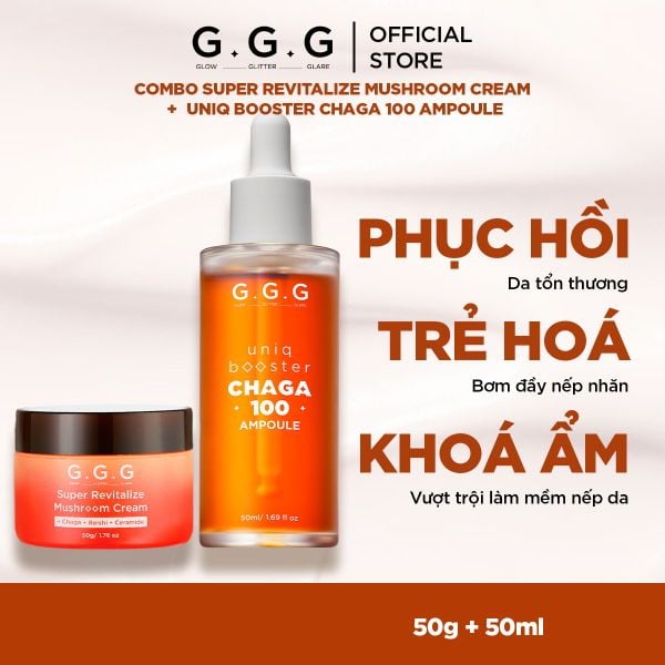  Combo 1 Tinh Chất Booster Nấm G.G.G 50ml + 1 Kem Nấm G.G.G 50g 