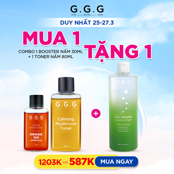  Combo 1 Tinh Chất Booster Chaga G.G.G 30ml + 1 Toner Nấm G.G.G 80ml 