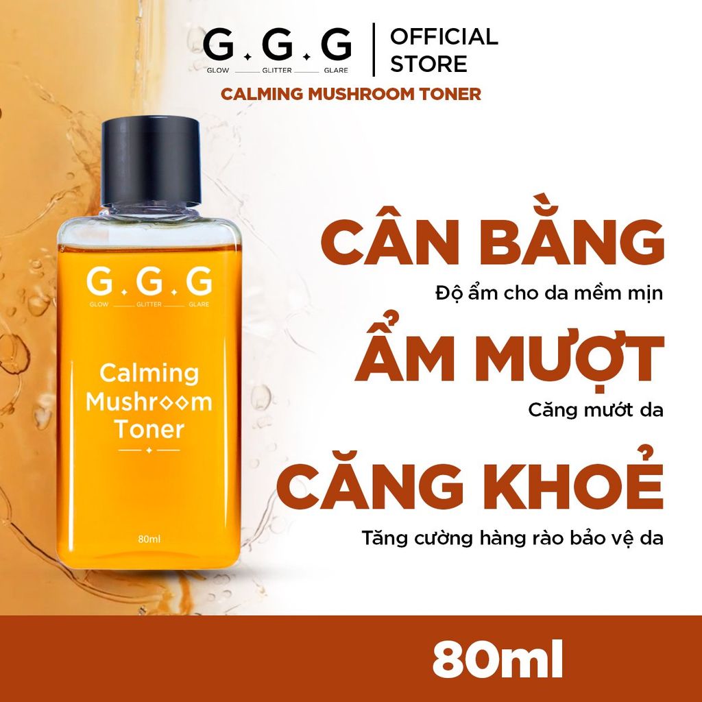 Toner Nấm Không cồn Cấp ẩm Dịu da tức thì - GGG Calming Mushroom Toner 80ml