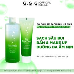 Bộ đôi Sạch sâu, Ẩm mịn, Không khô da từ Rau Má - GGG Cica Micellar Cleansing Water 400ml+ Cica Deep Foam Cleanser 125gr
