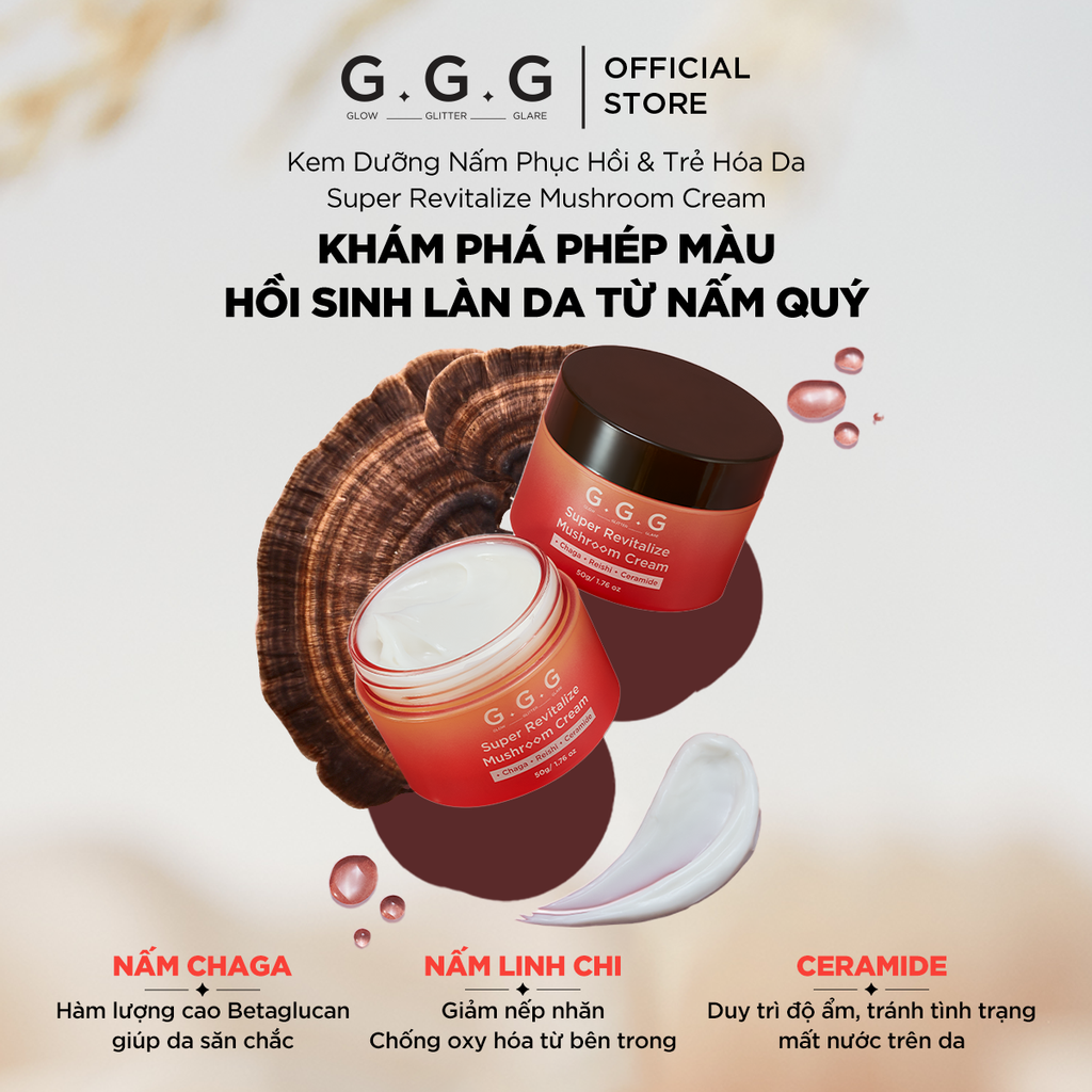 [Mini] Kem Dưỡng Nấm Chaga Cấp Ẩm Sâu, Tái Tạo Da và Giảm Nếp Nhăn G.G.G Super Revitalize Mushroom Cream 10g
