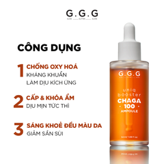 Booster Nấm Chaga, Tinh Chất Ampoule Cấp Ẩm Sâu Làm Dịu & Phục Hồi Da Tức Thì GGG Uniq Booster Chaga 50ml