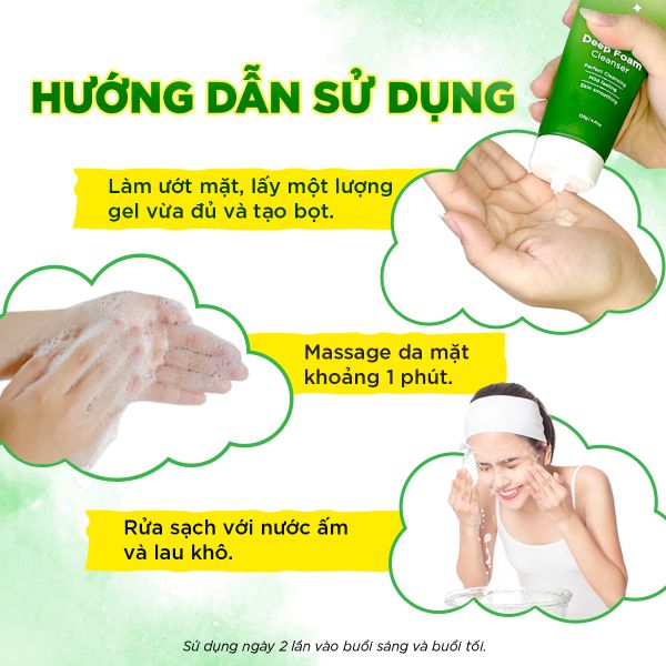 Sữa rửa mặt rau má AHA, BHA,PHA sạch sâu, ẩm mịn, không khô da - G.G.G Cica Deep Foam Cleanser 125g
