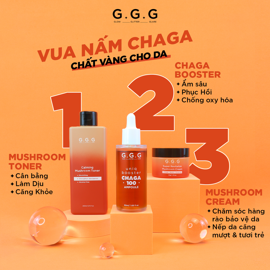 Combo 2 Toner Nấm, Cân Bằng Cấp Ẩm Sâu & Làm Dịu Da Tức Thì G.G.G Calming Mushroom Toner 200ml