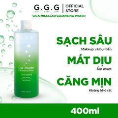 Bộ đôi Sạch sâu, Ẩm mịn, Không khô da từ Rau Má - GGG Cica Micellar Cleansing Water 400ml+ Cica Deep Foam Cleanser 125gr