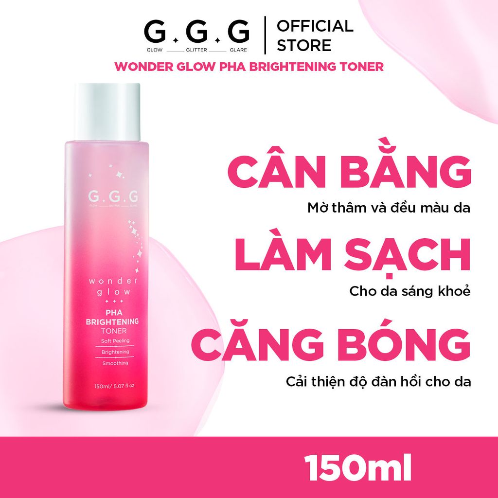 Toner PHA, Nước Cân Bằng Peel Da Dịu Nhẹ Dưỡng Sáng Da G.G.G Wonder Glow PHA Brightening Toner 150ml