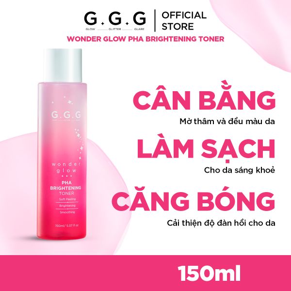  Toner PHA, Nước Cân Bằng Peel Da Dịu Nhẹ Dưỡng Sáng Da G.G.G Wonder Glow PHA Brightening Toner 150ml 