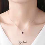 Dây chuyền nữ bạc Ý 925 đá hồng duyên dáng 