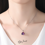 Dây chuyền nữ bạc Ý 925 đá tím tam giác cao cấp 