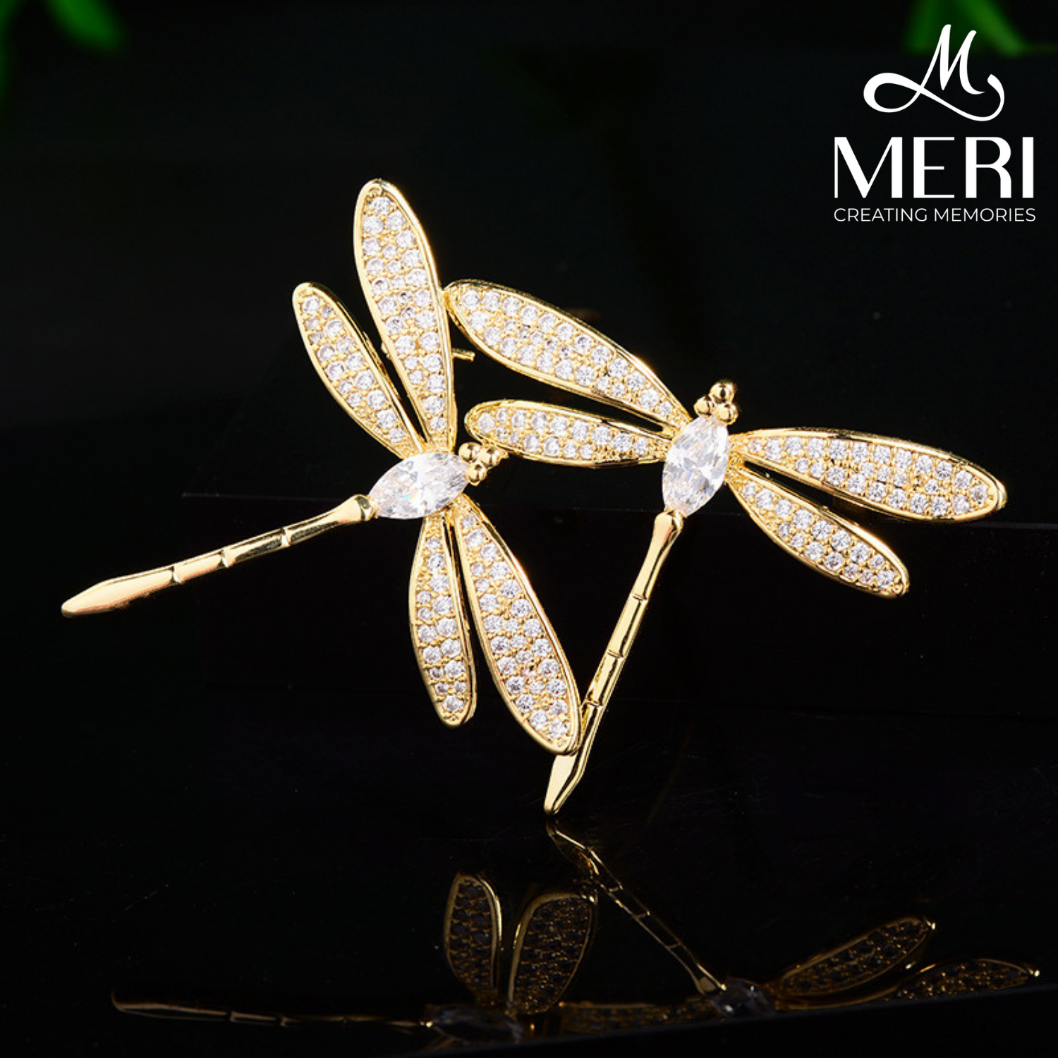  Cài áo Gemstone Golden Dragonflies 