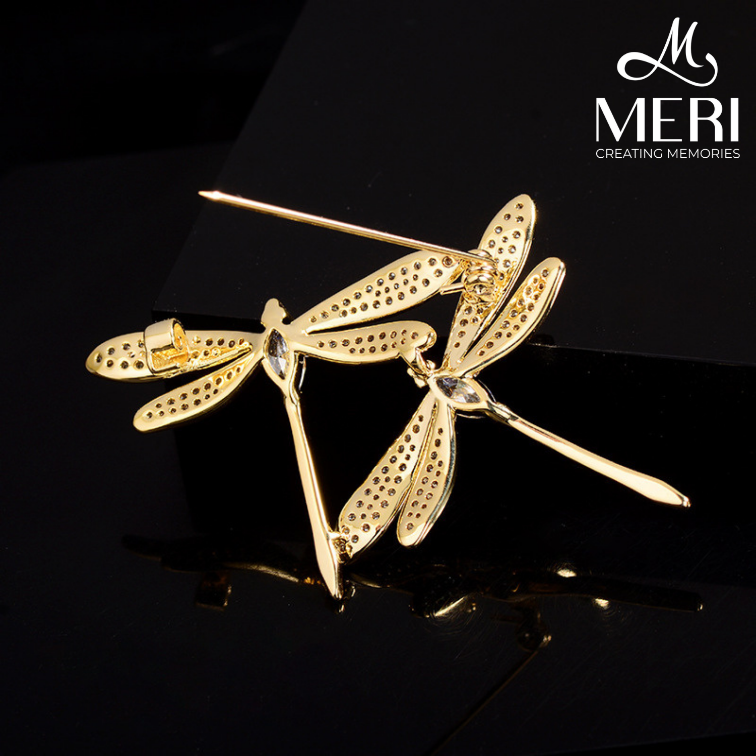  Cài áo Gemstone Golden Dragonflies 