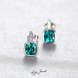  Khuyên tai bạc nữ đá xanh ngọc cao cấp 