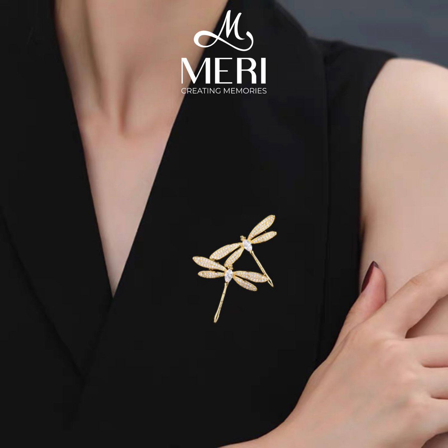  Cài áo Gemstone Golden Dragonflies 
