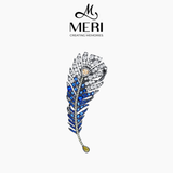  Cài áo Feathery khảm đá xanh sang trọng 