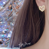  Khuyên tai nữ Heart & Square Pearl 