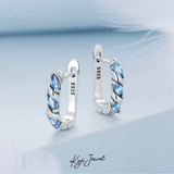  Khuyên tai nữ Twisty đá CZ xanh 